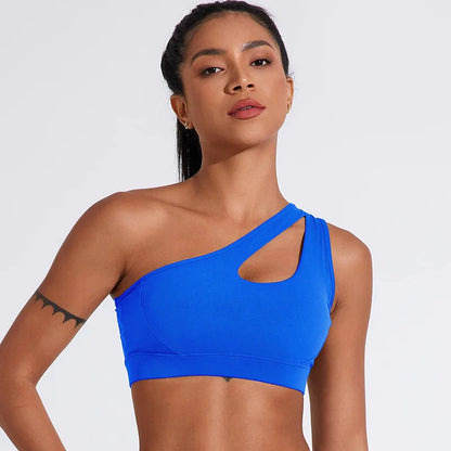 Sports Bra One Shoulder Cut Out