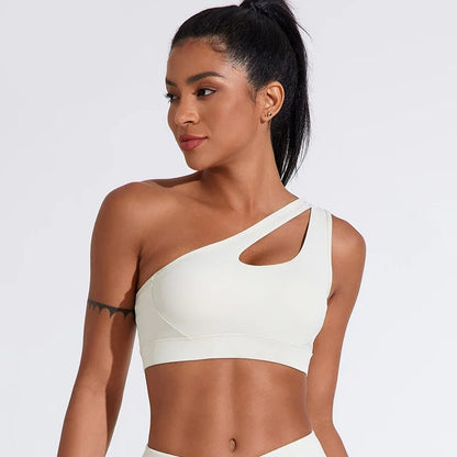 Sports Bra One Shoulder Cut Out