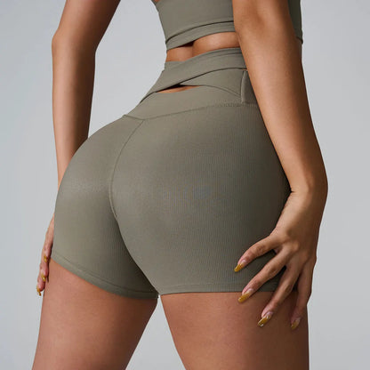 Shorts Seamless Back Cross High Waist Hip Lift