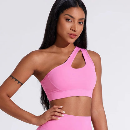 Sports Bra One Shoulder Cut Out